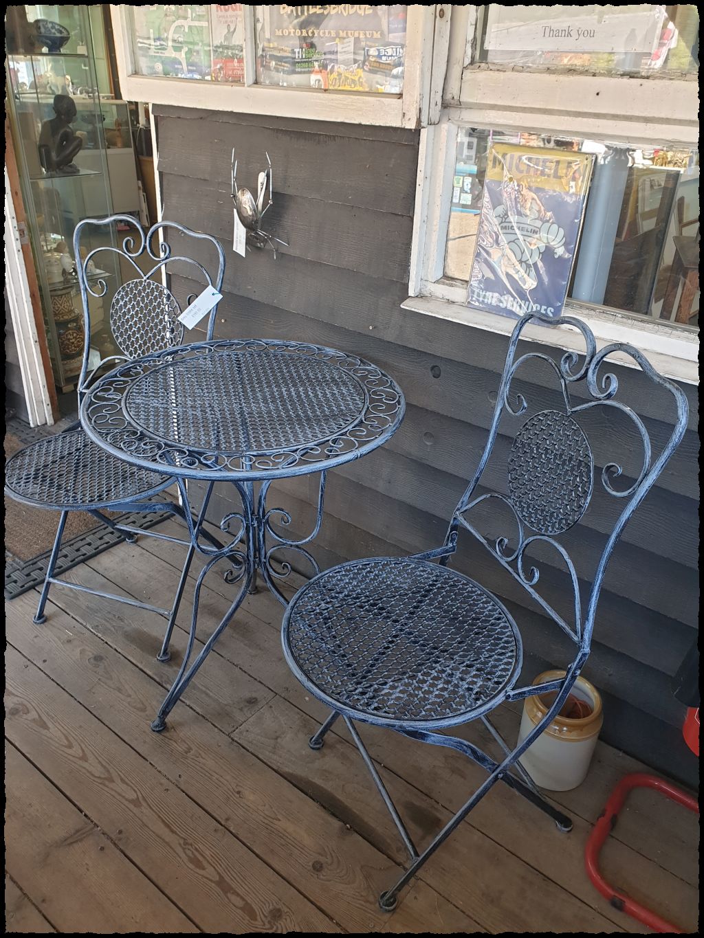 Grey Metal Bistro Set (Tea for Two)).